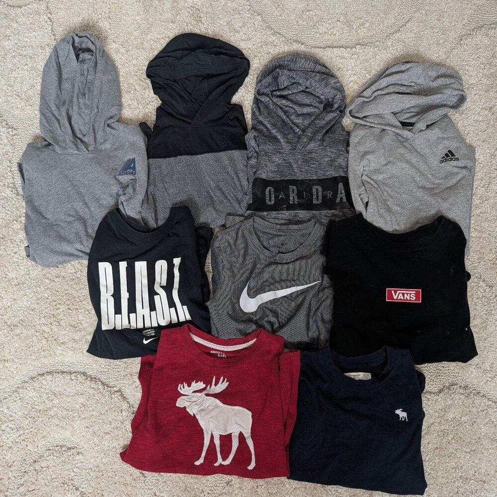 Boys Long Sleeve T-shirt / Hoodie Bundle Adidas, Nike,  Abercrombie, UA, Vans MD